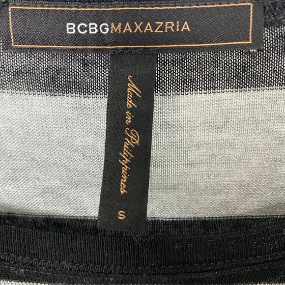 BCBGMaxAzria gray & black striped lightweight sweater tunic TOP women's S small - Picture 7 of 7